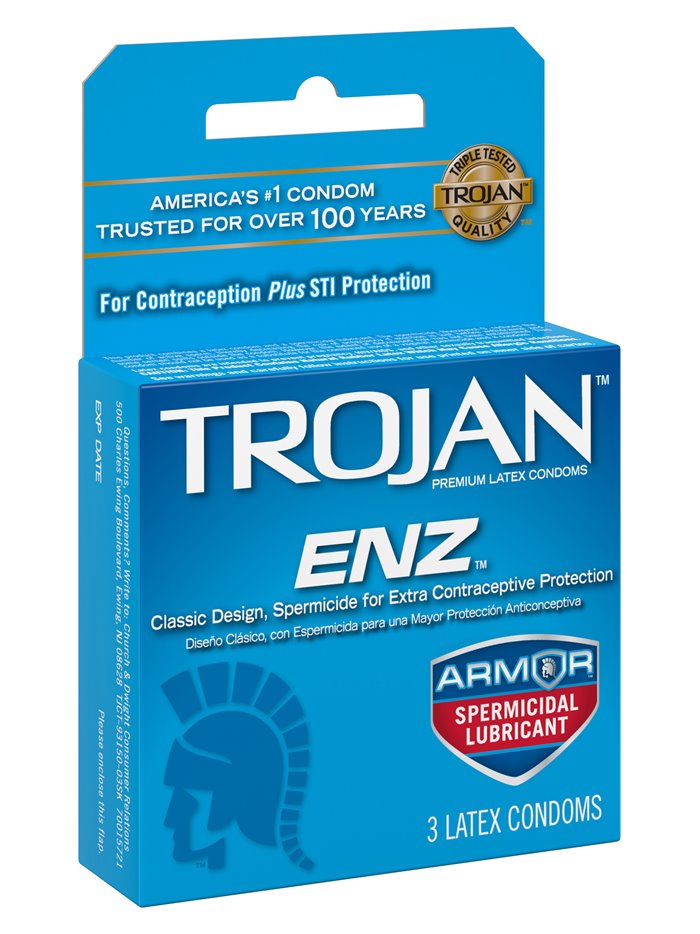 7759 - Trojan ENZ Armor Spermicidal Lubricant (Blue) - 6 Pack/3ct - Box:  - Loc: K11