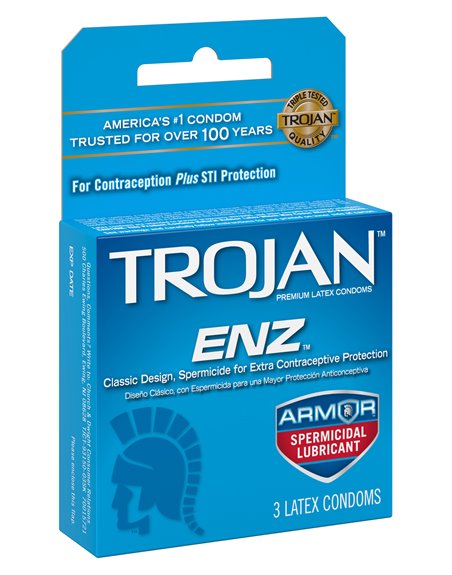 7759 - Trojan ENZ Armor Spermicidal Lubricant (Blue) - 6 Pack/3ct - Box:  - Loc: K11