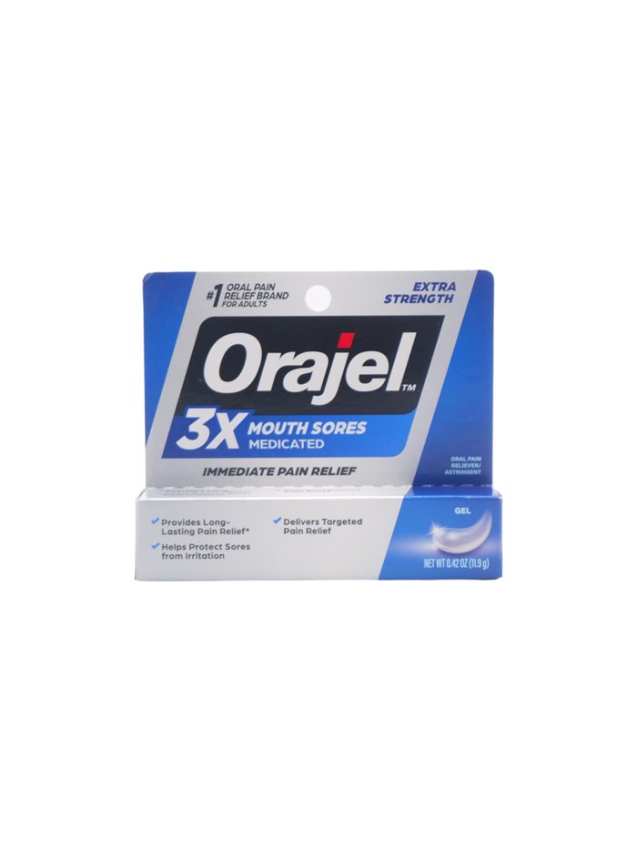 28460 - Orajel 3X Medicated (Toothache & Gum) Instant Pain Relief (Red), Gel - 0.42 oz. - Box:  - Loc: F1