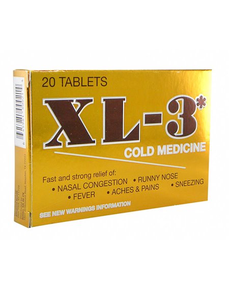 8031 - XL-3 Cold Medicine Tablets ( Gold ) - 20 Tabs - Box:  - Loc: K1