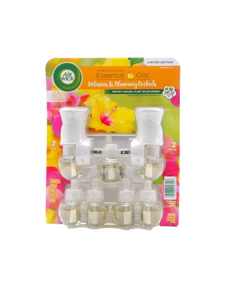 30045 - Air Wick 2 Warmers + 7 Refill, Hibiscus & Blooming Orchids- 140ml (Case of 9) - Box:  - Loc: 41F