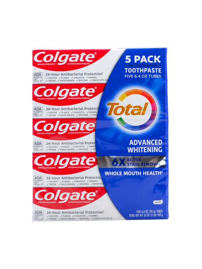 30094 - Colgate Toothpaste, Total Advanced Whitening Paste - 6.4oz/181g. (Pkg Of 5) - Box:  - Loc: H0