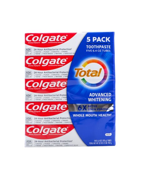 30094 - Colgate Toothpaste, Total Advanced Whitening Paste - 6.4oz/181g. (Pkg Of 5) - Box:  - Loc: H0