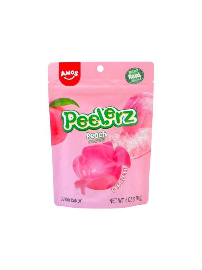 34373 - Amos. Peelerz Gummies Peach. 6oz - 12ct. (Case Of 12) - Box:  - Loc: L11