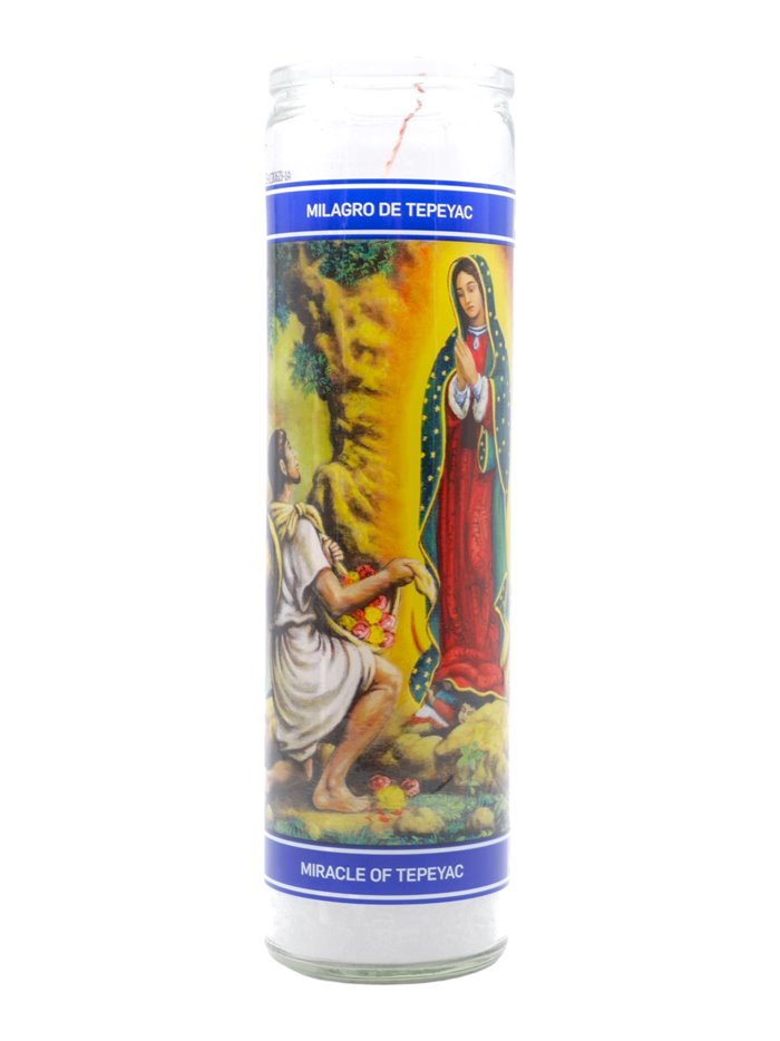 30241 - Candle Milagros de Tepeyac White - (Case of 12). 1264 - Box:  - Loc: H11