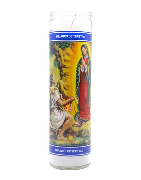30241 - Candle Milagros de Tepeyac White - (Case of 12). 1264 - Box:  - Loc: H11