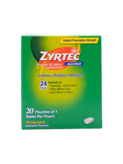 30276 - Zyrtec Allergy 24 Hr. Indoor & Outdoor Allergies. 20/10mg - Box:  - Loc: K3