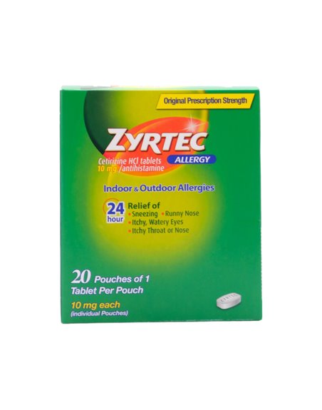 30276 - Zyrtec Allergy 24 Hr. Indoor & Outdoor Allergies. 20/10mg - Box:  - Loc: K3