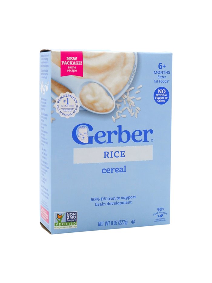 34538 - Gerber Cereal For Baby, Rice  - 8 fl. oz. (Case of 5) - Box:  - Loc: D0