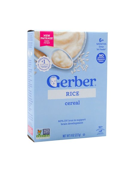 34538 - Gerber Cereal For Baby, Rice  - 8 fl. oz. (Case of 5) - Box:  - Loc: D0