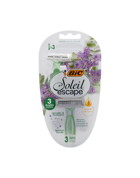34567 - Bic Soleil Escape. Lavender & Eucalyptus Razor. 3ct - Box:  - Loc: L0