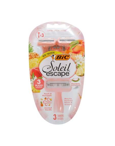 34569 - Bic Soleil Escape. Peach & Pineapple Razor. 3ct - Box:  - Loc: L0