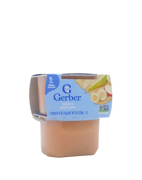 34902 - Gerber Baby Food, Banana, Apple, and Pear  - 8 fl. oz. (Pgk of 2 /Case of 8) - Box:  - Loc: D0