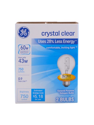 30466 - GE Light Bulbs, Crystal Clear, 60 Watts - 6ct/2Bulbs. 78796 - Box:  - Loc: I10