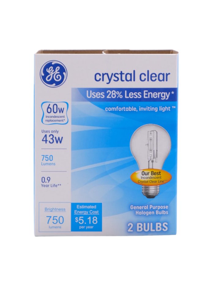 30466 - GE Light Bulbs, Crystal Clear, 60 Watts - 6ct/2Bulbs. 78796 - Box:  - Loc: I10