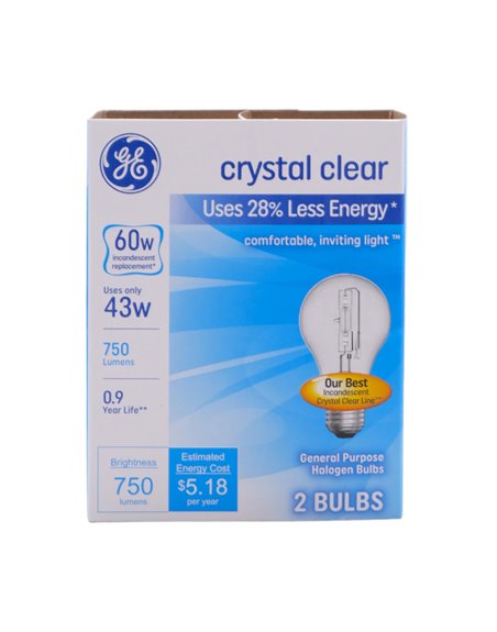30466 - GE Light Bulbs, Crystal Clear, 60 Watts - 6ct/2Bulbs. 78796 - Box:  - Loc: I10