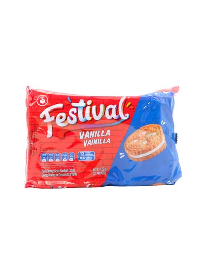 30577 - Festival Vanilla Cream Sandwich Cookies - 12 Pack/14.22oz. (Case Of 24) - Box:  - Loc: N9