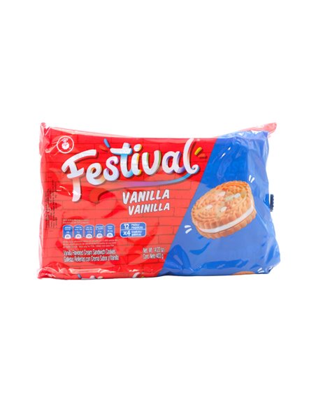 30577 - Festival Vanilla Cream Sandwich Cookies - 12 Pack/14.22oz. (Case Of 24) - Box:  - Loc: N9