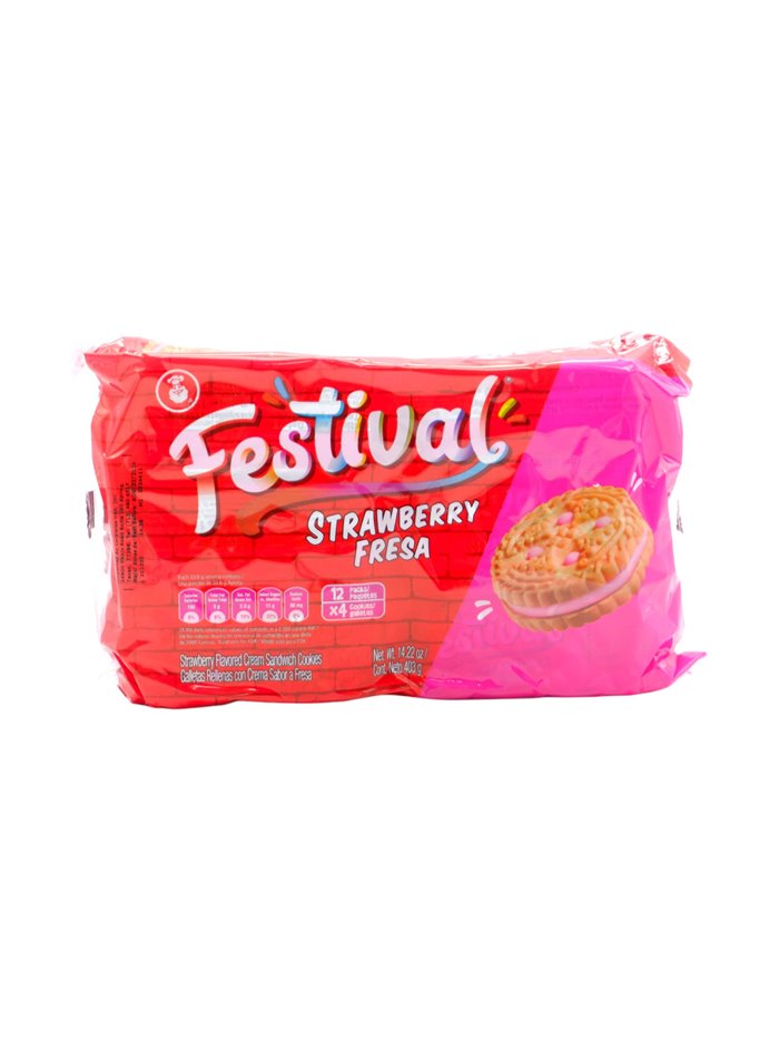 30578 - Festival Fresa Cream Sandwich Cookies - 12 Pack/14.22oz. (Case Of 24) - Box:  - Loc: N9