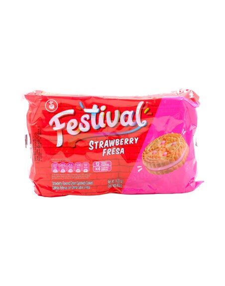 30578 - Festival Fresa Cream Sandwich Cookies - 12 Pack/14.22oz. (Case Of 24) - Box:  - Loc: N9