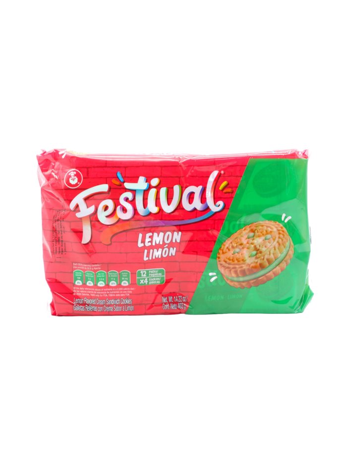 30580 - Festival Lim??n Cream Sandwich Cookies - 12 Pack/14.22oz. (Case Of 12) - Box:  - Loc: N9