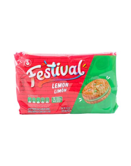 30580 - Festival Lim??n Cream Sandwich Cookies - 12 Pack/14.22oz. (Case Of 12) - Box:  - Loc: N9