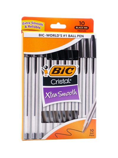 30699 - Bic. Cristal Xtra Smooth, Black Pen - 10ct - Box:  - Loc: L0