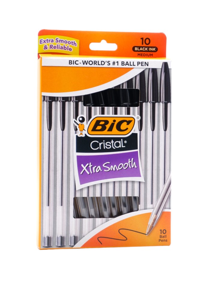 30699 - Bic. Cristal Xtra Smooth, Black Pen - 10ct - Box:  - Loc: L0