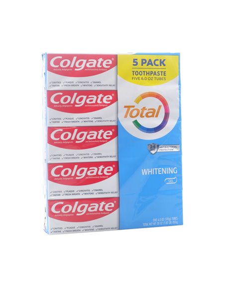 30744 - Colgate Toothpaste, Total Whitening Gel Paste - 6oz/850g. (Pkg Of 5) - Box:  - Loc: H0