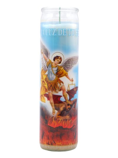 30832 - Veladora M??xico Candle San Miguel Arcangel  (White)  - (Case of 12). - Box:  - Loc: H11