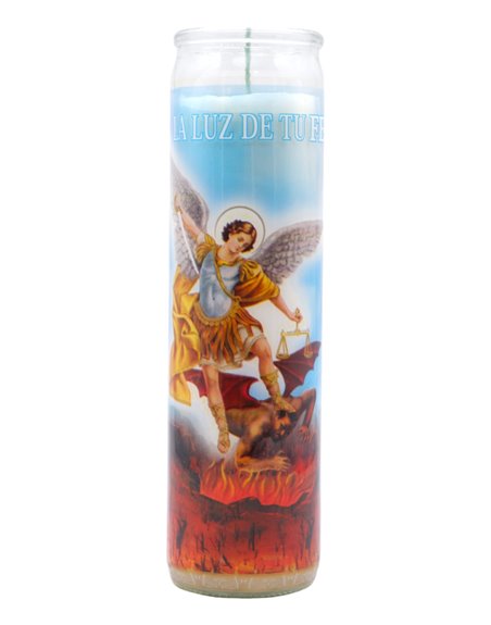 30832 - Veladora M??xico Candle San Miguel Arcangel  (White)  - (Case of 12). - Box:  - Loc: H11