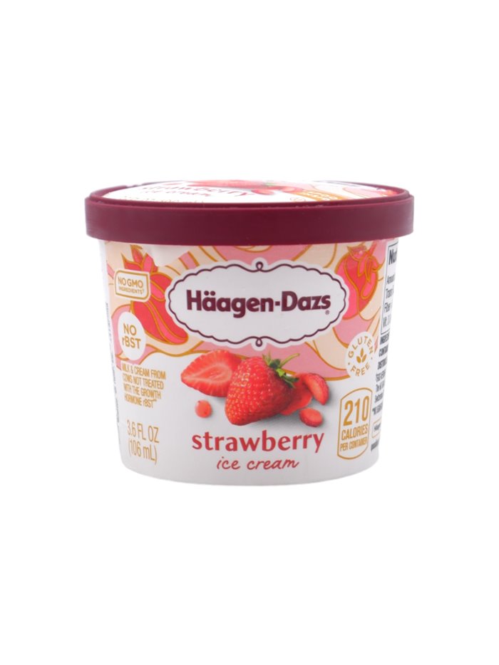 30871 - Haagen Dazs Ice Cream Strawberry Mini Cups, 3.6oz 12 Count - Box:  - Loc: 