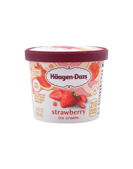 30871 - Haagen Dazs Ice Cream Strawberry Mini Cups, 3.6oz 12 Count - Box:  - Loc: 