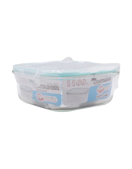 30901 - Uniware Square Glass Food Container - 7x7x3 Inc -1100ml - Box:  - Loc: J9