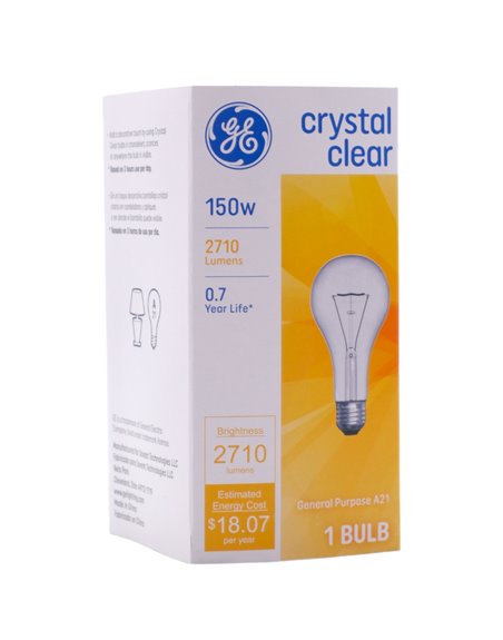 30935 - GE Light Bulbs, Soft Clear White, 150 Watts - 12 Bulbs Per Case - Box:  - Loc: I10