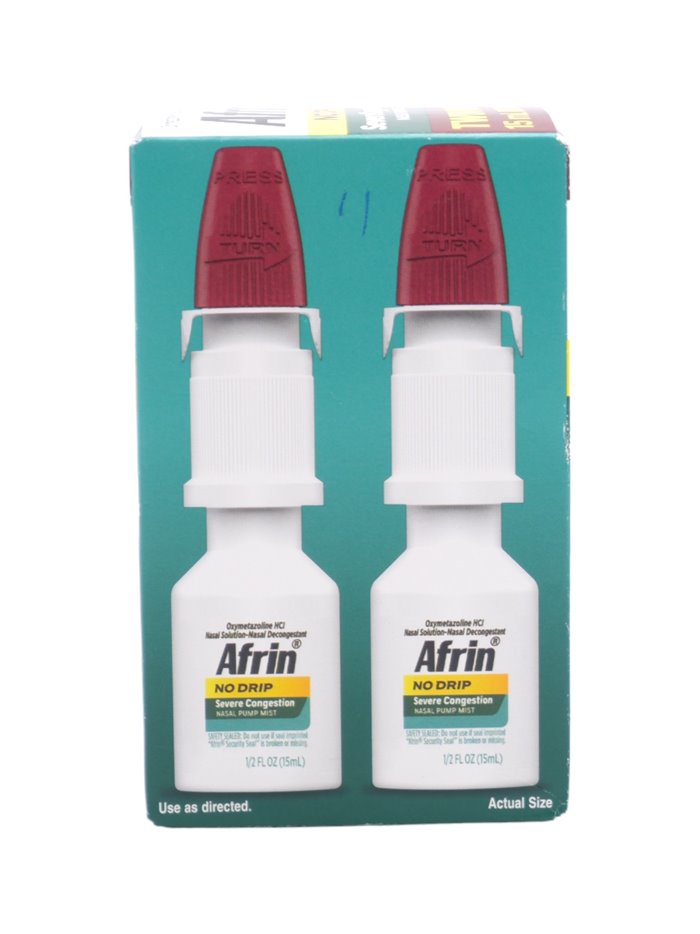 30980 - Afrin Nasal Spray Severe Congestion Nasal Pump Mist (Twin Pack) - 1/2 fl. oz. - Box:  - Loc: F1
