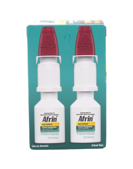 30980 - Afrin Nasal Spray Severe Congestion Nasal Pump Mist (Twin Pack) - 1/2 fl. oz. - Box:  - Loc: F1