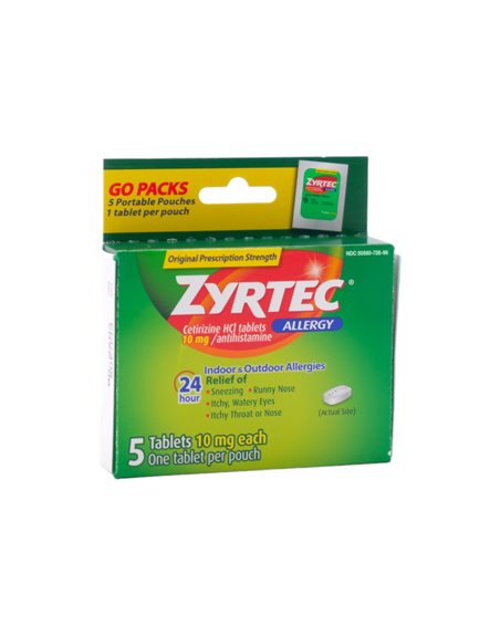 31116 - Zyrtec Allergy 24 Hr  5ct/10mg - Box:  - Loc: K4