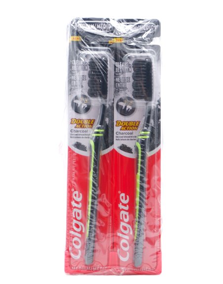 31118 - Colgate Toothbrush, Double Action Charcoal  - (Pack of 12) - Box:  - Loc: 32M