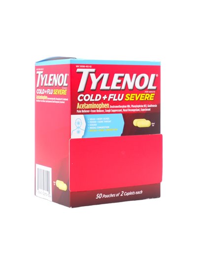 31145 - Tylenol Cold + Flu Severe - 50/2's - Box:  - Loc: K3