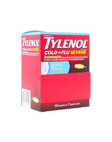 31145 - Tylenol Cold + Flu Severe - 50/2's - Box:  - Loc: K3