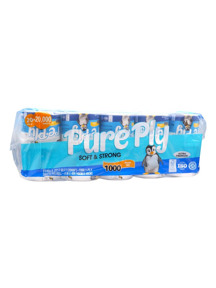 31172 - PurePly 1-Ply Toilet Tissue -1000 Sheets (Bundle of 20) - Box:  - Loc: 