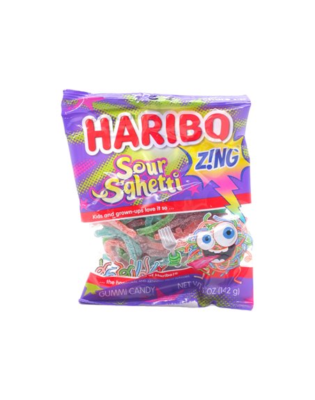 31209 - Haribo. Z!ng Sour S'Ghetti (Gummi Candy) - 5oz/12ct - Box:  - Loc: L4