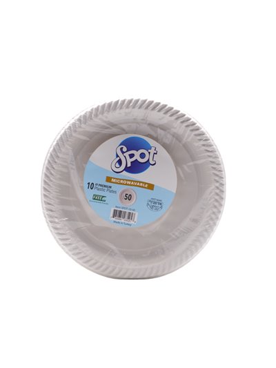 31312 - Spot Premium Plastic Plates 10" inch - 50 Count (10 Pack ) - Box:  - Loc: D11