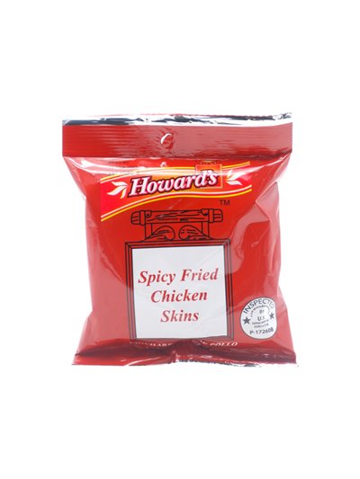 31463 - Howard's Spicy Crispy Fried Chicken Skins - 1.5 oz. (Case Of 24) - Box:  - Loc: P3