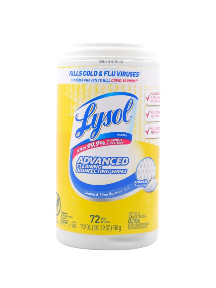 31499 - Lysol Wipes Adv Cleaning - 72ct (Case of 5) - Box:  - Loc: 