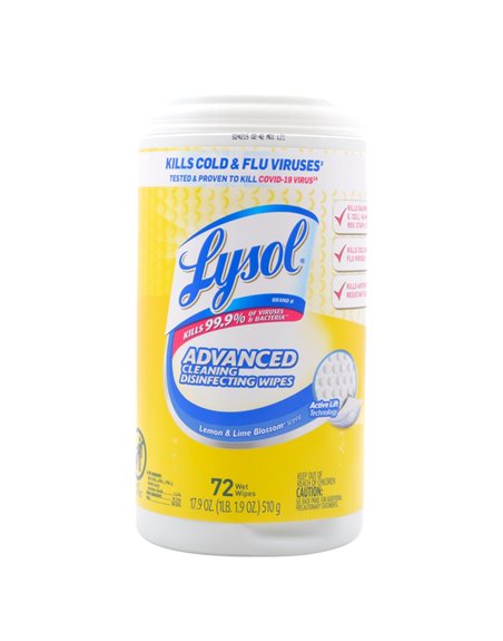 31499 - Lysol Wipes Adv Cleaning - 72ct (Case of 5) - Box:  - Loc: 
