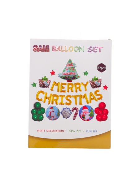 31522 - SAM. Merry Christmas Balloon Set - 37Pcs. - Box:  - Loc: J7