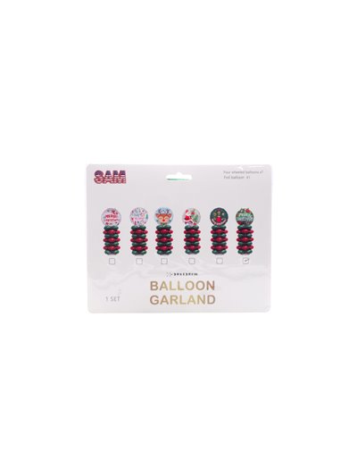 31524 - SAM. Merry Christmas Balloon Garland. -30x130cm - Four Wheeled Ballons X7/Foil Ballons X1. 1 Set - Box:  - Loc: J7