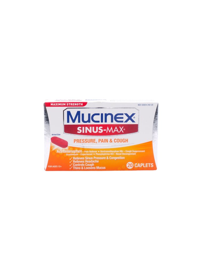 31580 - Mucinex Sinus-Max. Pressure, Pain, and Cough - 20ct - Box:  - Loc: K-1